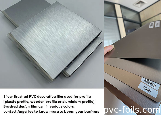 Phim trang trí PVC chống cháy 1240mm Kim loại bạc chải