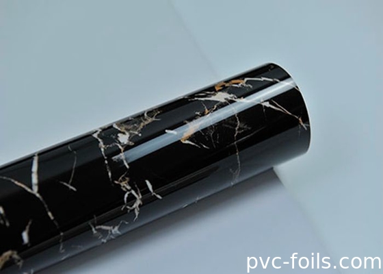 Phim trang trí PVC hạt đá cẩm thạch đen bóng cao cho sơn 2D, chống nước