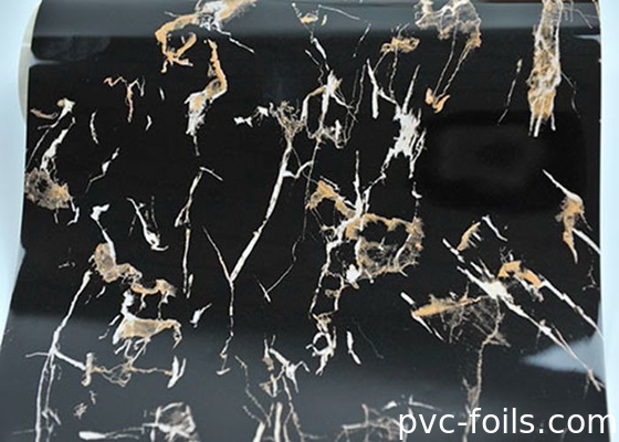 Phim trang trí PVC hạt đá cẩm thạch đen bóng cao cho sơn 2D, chống nước