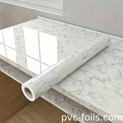 Dầu chống đá cẩm thạch trắng tự dán phim trang trí PVC dễ dàng dán cho trang trí gia đình DIY