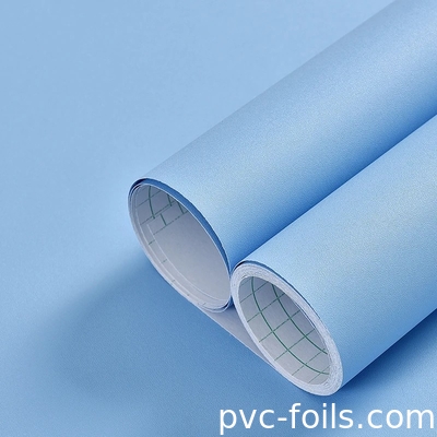 Màu xanh Solid Self-adhesive PVC Film Matte Embossed- Peel And Stick cho trang trí nội thất
