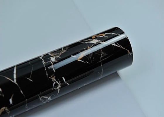 Thiết kế tấm đá cẩm thạch 3D Uv Mặt bàn bếp Trang trí Pvc Lá vàng đen